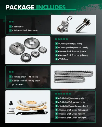 Miniatura 2 de SCITOO 94201S Kit de cadena de distribución Tensor Carril guía manivela piñón piñón se adapta a Chevy para Buick para GMC para Pontiac para Saturno