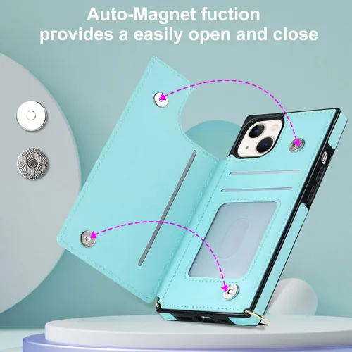 Miniatura 3 de Crossbody Phone Case iPhone 12 / iPhone 12 Pro Leather Card Holders Wallet Protective Case Removable Adjustable Leather Strap with Button Compatible