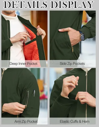 Miniatura 7 de CRYSULLY Chaqueta para hombre Otoño Invierno Espesar Cortavientos Chaquetas Bomber Abrigos Acolchados