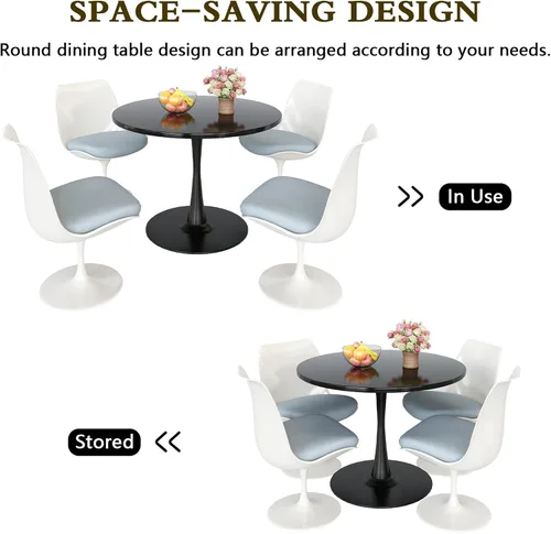 Miniatura 7 de Recaceik Mesa de comedor redonda moderna, mesa de tulipanes de 31.5 pulgadas con tablero de MDF y base de pedestal de metal para comedor, sala