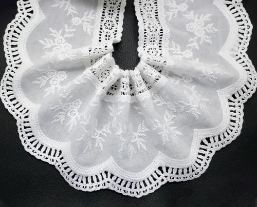 Miniatura 3 de FQTANJU Cinta de encaje de algodón blanco de 3 yardas, encaje de ganchillo de 4-1/4 pulgadas de ancho, bordado floral con volantes