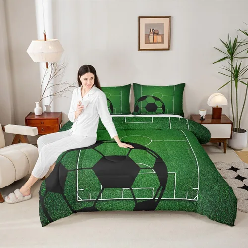 Miniatura 37 de Homewish Juego de edredón de juegos deportivos de pelota, tamaño twin, juego de ropa de cama de béisbol y baloncesto, 2 piezas para niños