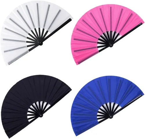 Miniatura 6 de Gionforsy 4 piezas de ventilador de tela de ventilador plegable grande chino Tai Chi ventilador de mano plegable decorativo para fiesta de baile