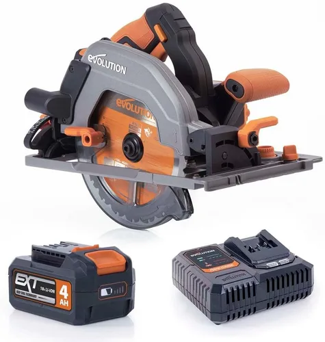 Evolution R185CCSX-Li - Sierra circular inalámbrica compatible con riel de 7-1/4 pulgadas | Motor sin escobillas de 20 V | Bisel de 0-45° y