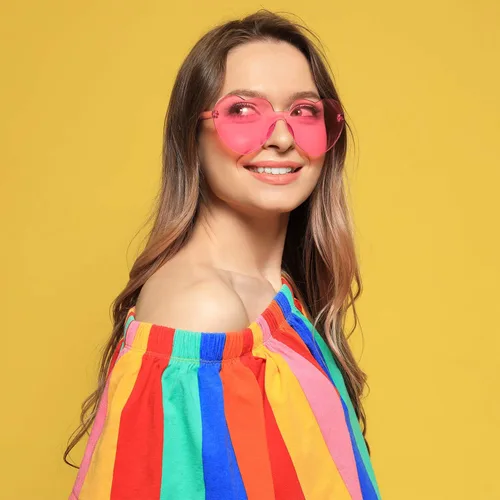 Miniatura 6 de Frienda 6 lentes de sol con forma de corazón rosa para fiestas y cosplay