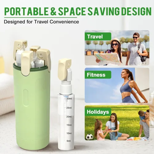 Miniatura 4 de Dispensador de viaje 4 en 1, paquete de 4 botellas de viaje de 1.0 fl oz para artículos de tocador, recargable, a prueba de fugas y portátil