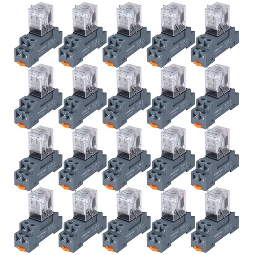 Miniatura 27 de Relé de potencia electromagnética, bobina de relé de CA de 8 pines de 10 amperios 110 V/120 V con base de enchufe, indicador LED, DPDT 2NO 2NC - 9