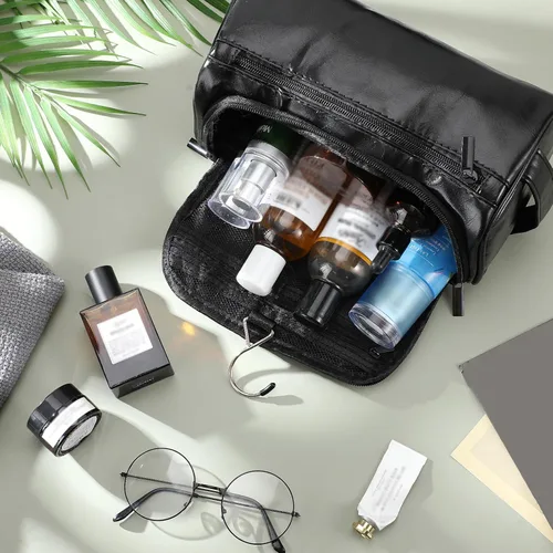 Miniatura 4 de Aliceset Juego de 6 bolsas de aseo de cuero para padrinos de boda con gancho, bolsa de cuero para propuesta de boda con asa lateral, regalo