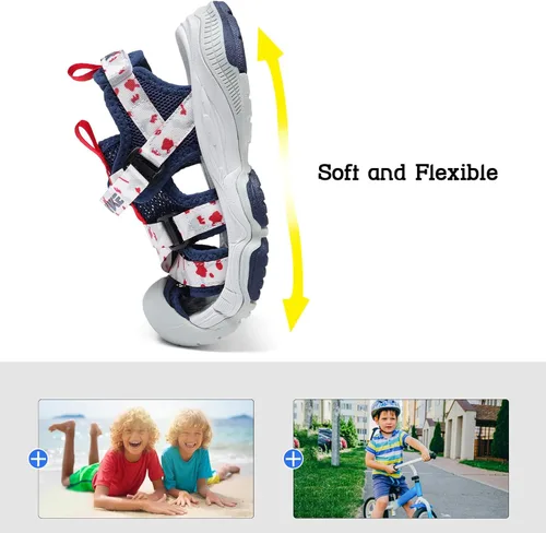 Miniatura 37 de JMFCHI Sandalias deportivas de verano para niños y niñas, sandalias de punta cerrada para exteriores, zapatos atléticos para agua, sandalias