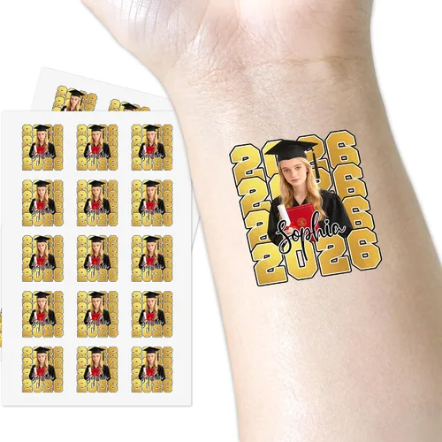 Miniatura 10 de InterestPrint Tatuajes temporales personalizados de despedida de soltera con foto de texto, tatuaje de cara de bola de discoteca, tatuaje de novia