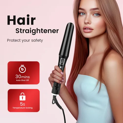 Miniatura 8 de PRITECH - Plancha y rizador de cabello 2 en 1 con plancha plana de titanio y rizador de cerámica, la mejor plancha plana para cabello fino, Negro