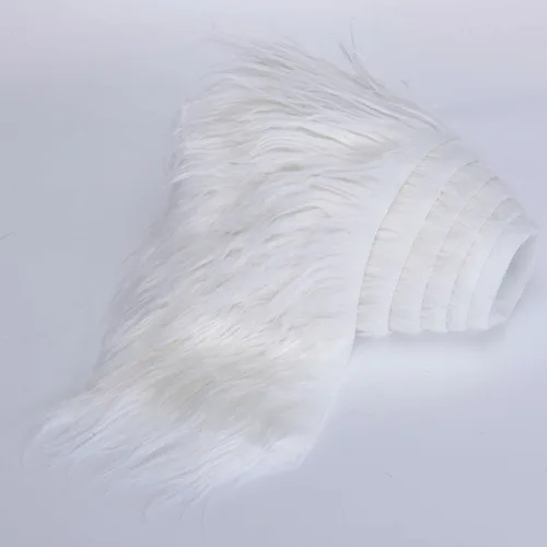 Miniatura 2 de Tiras precortadas de tela de piel sintética lanuda y esponjosa, material suave para manualidades, para barba y cabello de gnomos, disfraz de Blanco