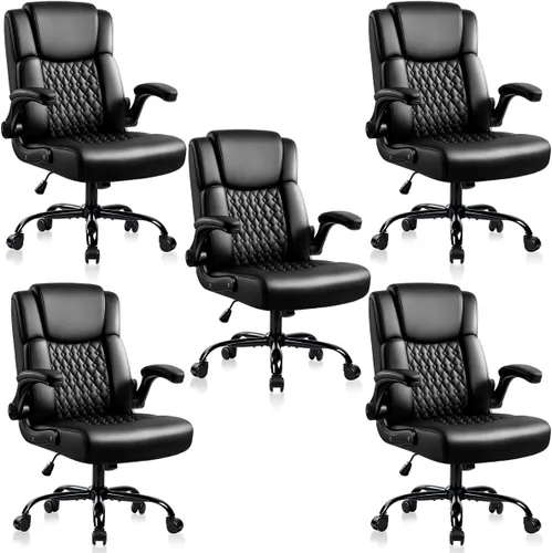 Miniatura 9 de Silla de escritorio de cuero OFIKA, silla de oficina ergonómica con soporte lumbar, silla de computadora, silla ejecutiva de cuero con reposabrazos