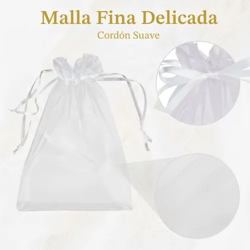 Miniatura 3 de Sukh 100 bolsas de organza de 5''x7'' - Bolsas de malla transparente blanca con cordón para joyas, jabón, frutas, dulces, pequeñas bolsas de regalo