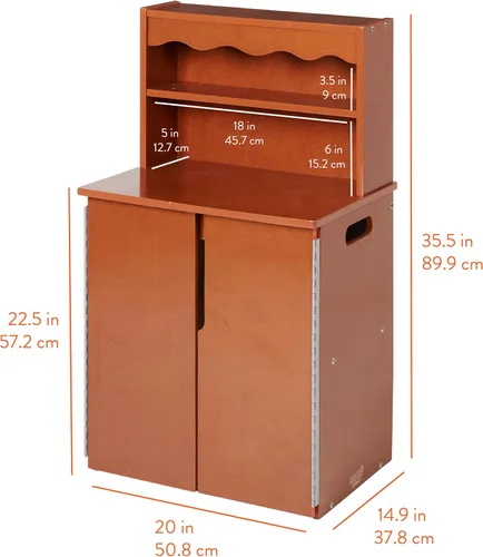 Miniatura 2 de Chef's Station - Armario de cocina de madera para niños, juego de madera, nogal oscuro