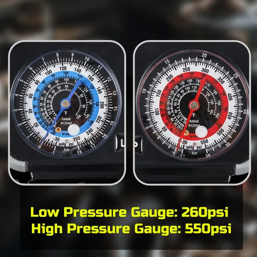 Miniatura 4 de Lichamp Manómetro rojo y azul de 4 vías, para R1234YF R134A