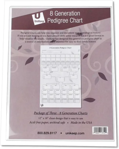 Miniatura 7 de UniKeep Gráficos de pedigrí para la investigación de genalogía - Papel de calidad de archivo (pedigrí de 5 generaciones)