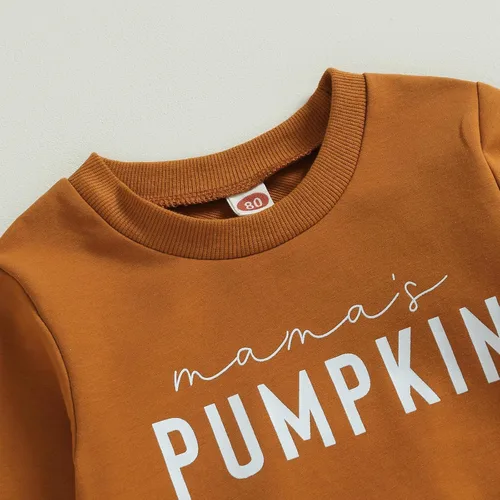 Miniatura 4 de Madjtlqy Conjunto de ropa de Halloween para bebé niña con estampado de calabaza con estampado de calabaza, camiseta de manga larga + pantalones