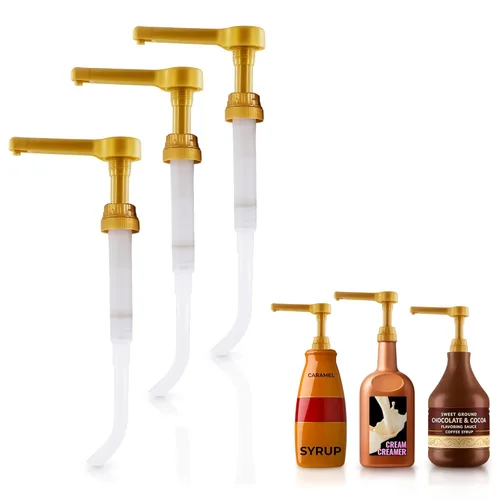 Miniatura 17 de Dispensador de jarabe de café, 4 unidades, funciona como bomba de jarabe delgada y Torani, se adapta a varias botellas de 25.4 onzas, dispensación