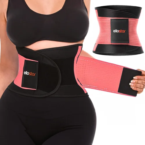 ellostar Entrenador de cintura para mujer: banda de sudor para grasa del vientre, control de abdomen, soporte de espalda, faja moldeadora de Rosa