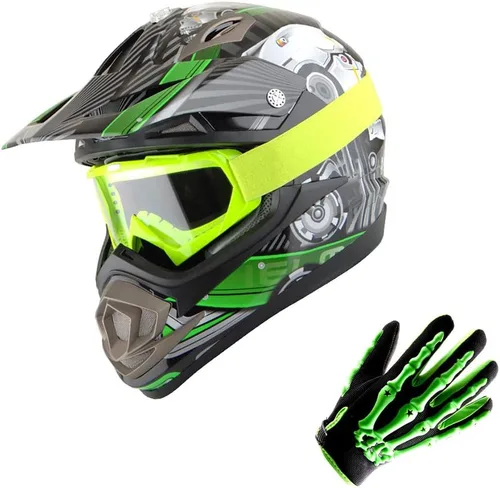 Miniatura 9 de 1Storm Casco de motocross para adultos, todoterreno, MX, BMX, ATV, motocross, mecánico, HGXP14B, fibra de carbono, negro, HGXP14B