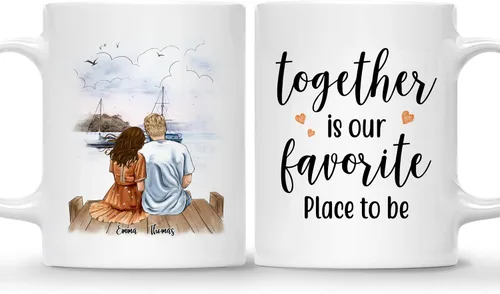 Miniatura 11 de Gossby Taza de café personalizada para parejas, regalo personalizado para pareja, con diseño, nombre, aniversario, día de San Valentín, regalo