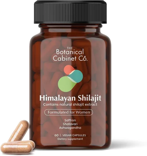Shilajit para mujeres, 800 mg con 70% de ácido fúlvico, extracto natural, probado en laboratorio, con shatavari y azafrán, sin conservantes