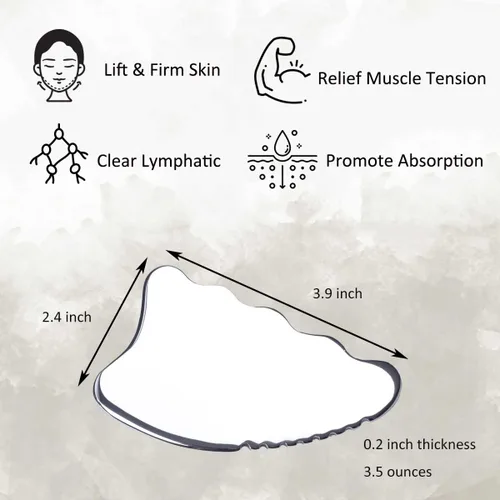 Miniatura 5 de wuyaoyao Herramienta de raspado Gua Sha, herramienta de masaje de terapia de acero inoxidable, drenaje linfático Gua Sha Junta para anticelulitis