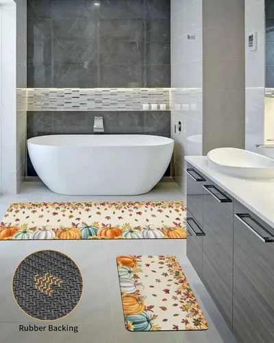 Miniatura 5 de Tapete de baño con hojas de calabaza de otoño, antideslizante, de secado rápido y absorbente, de tierra de diatomeas, para fregadero de cocina