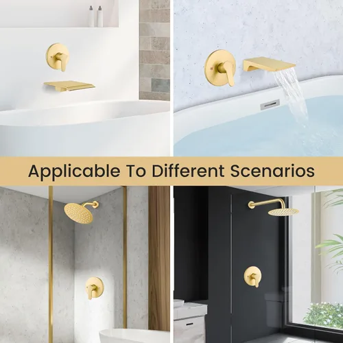 Miniatura 9 de Airuida Kit de Molduras de Válvula de Ducha Redonda de Función Única, Válvulas de Ducha de Montaje en Pared, Grifo de Latón, Válvula Rugosa de Baño