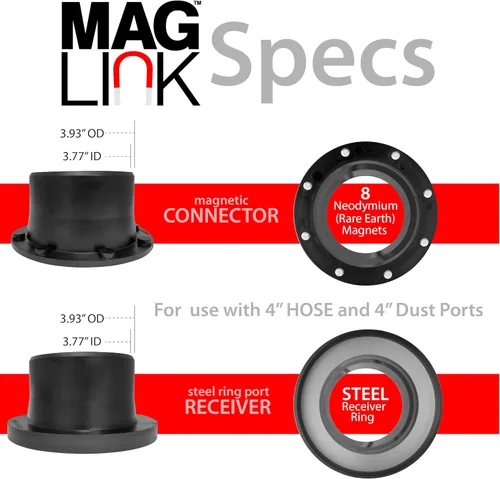 Miniatura 6 de Kit de Conexión de 5 Máquinas MagLink de 4 Pulgadas Super Pack, Accesorios Magnéticos de Recolección de Polvo para Colectores de Polvo, Mueve
