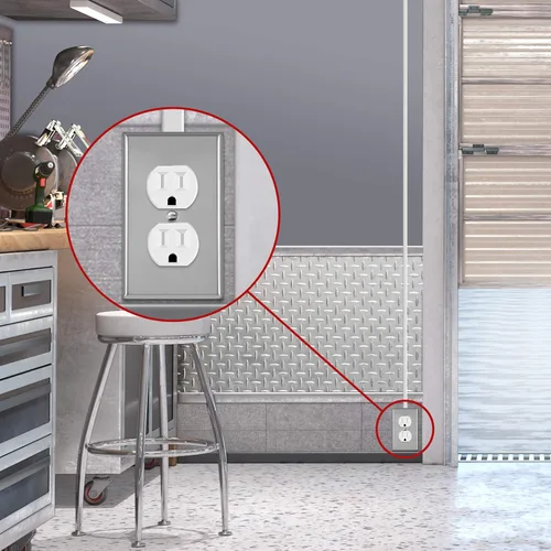 Miniatura 8 de ENERLITES Placa de pared de metal dúplex para receptáculos, cubierta de salida de acero inoxidable, resistente a la corrosión, tamaño de 1 banda