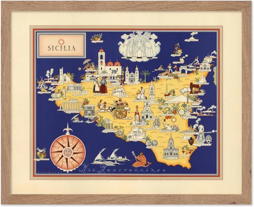 Miniatura 30 de Monem Art Mapa Monumental Vintage de Florencia Impresión - Póster de Viaje Retro - Arte de Italia - Gran Regalo para Hombres, Mujeres, Amantes