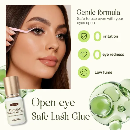 Miniatura 4 de CALAILIS Pegamento para pestañas en racimo de ojos sensibles abiertos, pegamento para pestañas en racimo extra fuerte de larga duración, adhesivo