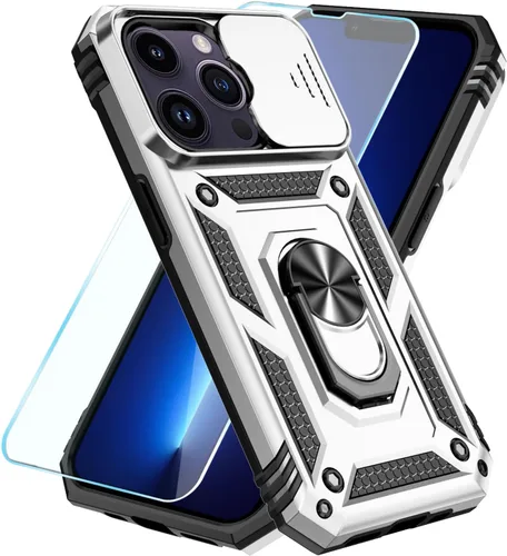Miniatura 10 de SunStory Funda compatible con iPhone 12 Pro Max con protector de pantalla HD, cubierta de cámara deslizante y soporte de anillo giratorio