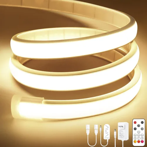 Miniatura 11 de Lamomo COB - Tira de luces LED, 9.84 pies, color blanco natural, regulable, autoadhesiva, con control remoto, flexible, cortable, impermeable, 4000