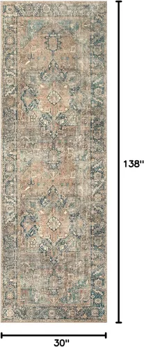 Miniatura 2 de Loloi Colección Margot MAT-02 Terracota/Laguna 2'-6" x 11'-6" Alfombra de pasillo con CloudPile, alfombra de área grande con patrón, fácil