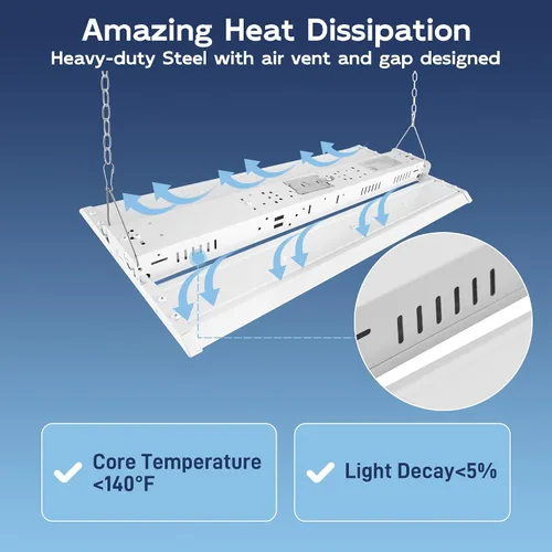 Miniatura 5 de hykolity Luz lineal LED de 2 pies y 150 W, 20250 lm, 135LM/W, 120-277V, 0-10V Dim, 5000K, lámpara colgante para talleres de almacén, ETL