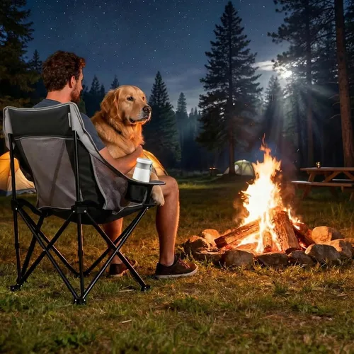 Miniatura 2 de SUNNYFEEL Sillas de campamento ligeras de gran tamaño para adultos, silla plegable portátil con bolsillos laterales y hueco para tazas para playa