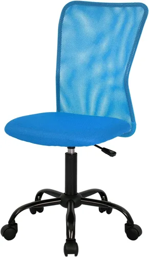 Miniatura 12 de FDW Silla de oficina en casa, silla de escritorio de malla con respaldo medio, sin brazos, ergonómica, giratoria, soporte de espalda, ajustable