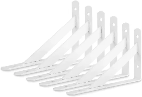 Soporte de estante blanco, 6 paquetes de soportes de pared resistentes de 4 x 6 pulgadas, estantes flotantes de 90 grados, soportes de estante