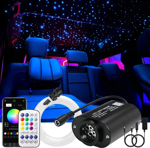 Miniatura 17 de AKEPO - Kit de luz musical RGBW de 6 W, tamaño mini, parpadeante, fibra óptica, controlada a través de aplicación, para el hogar y el automóvil, 600