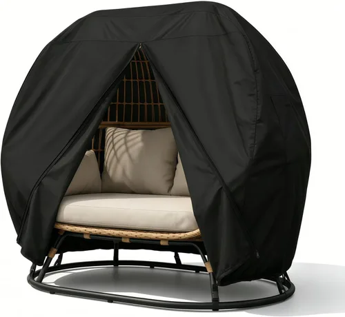 Miniatura 7 de Funda para silla extragrande con doble huevo con cremallera, 91 x 80 pulgadas, resistente al agua, para silla de columpio colgante de patio, 420D