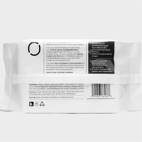 Miniatura 9 de Nolla Toallitas desechables, 100% a base de plantas, sin plástico y biodegradables, para adultos y niños, sin perfume, aloe calmante y vitamina E