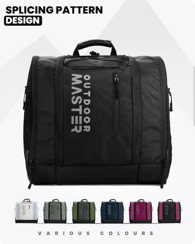 Miniatura 2 de OutdoorMaster Bolsa para botas de esquí de 38L, mochila para botas de snowboard para viajes aéreos con fondo impermeable para casco de esquí, lentes