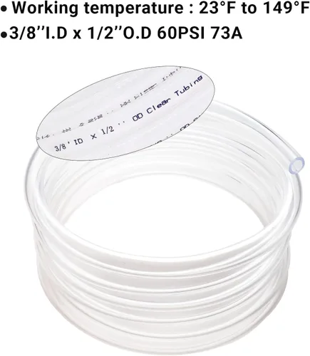 Miniatura 5 de Tubo de vinilo de plástico transparente de 3/8 pulgadas de diámetro interior x 1/2 pulgadas de diámetro exterior de 10 pies, manguera de PVC