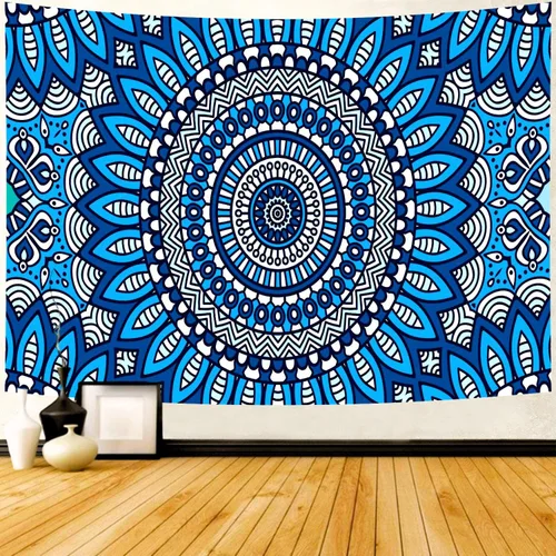 Miniatura 11 de Delur Tapiz de mandala negro y dorado, astrología, espacio, hippie bohemio, medallón floral, tapiz para colgar en la pared, estético, cabecero