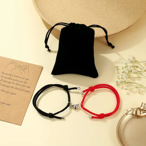 Miniatura 6 de GIEIWIW Pinky Promise Distance Matching Bracelets Friendship Couple Magnetic Bracelet Adjustable Cord Heart Bracelet For Graduation Valentine's Day