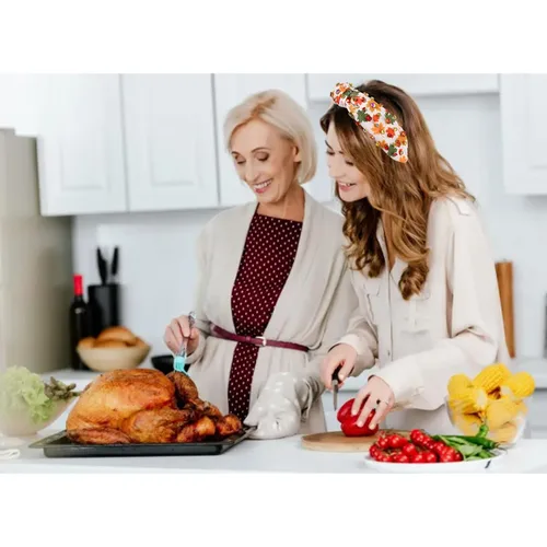 Miniatura 7 de Diadema de otoño, accesorios de Acción de Gracias para mujer, diadema anudada de cristal con diamantes de imitación, estampado de hojas de arce