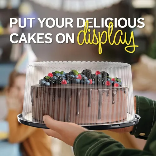 Miniatura 6 de Contenedores transportadores desechables de plástico para pasteles de 10-11 pulgadas con tapas de cúpula y bases para pasteles 5 transportadores